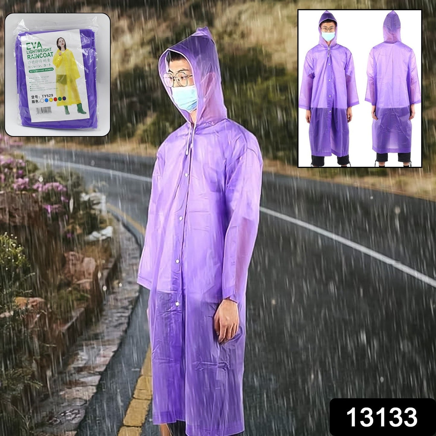 EVA Raincoat Protect Body Arms Legs, Waterproof Reusable Rain Poncho for Women Men Adult Kids Outdoor Traveling Eva Material Raincoat / Rain wear / Rain Suit for Outdoor Accessory (1pc) Your Brand