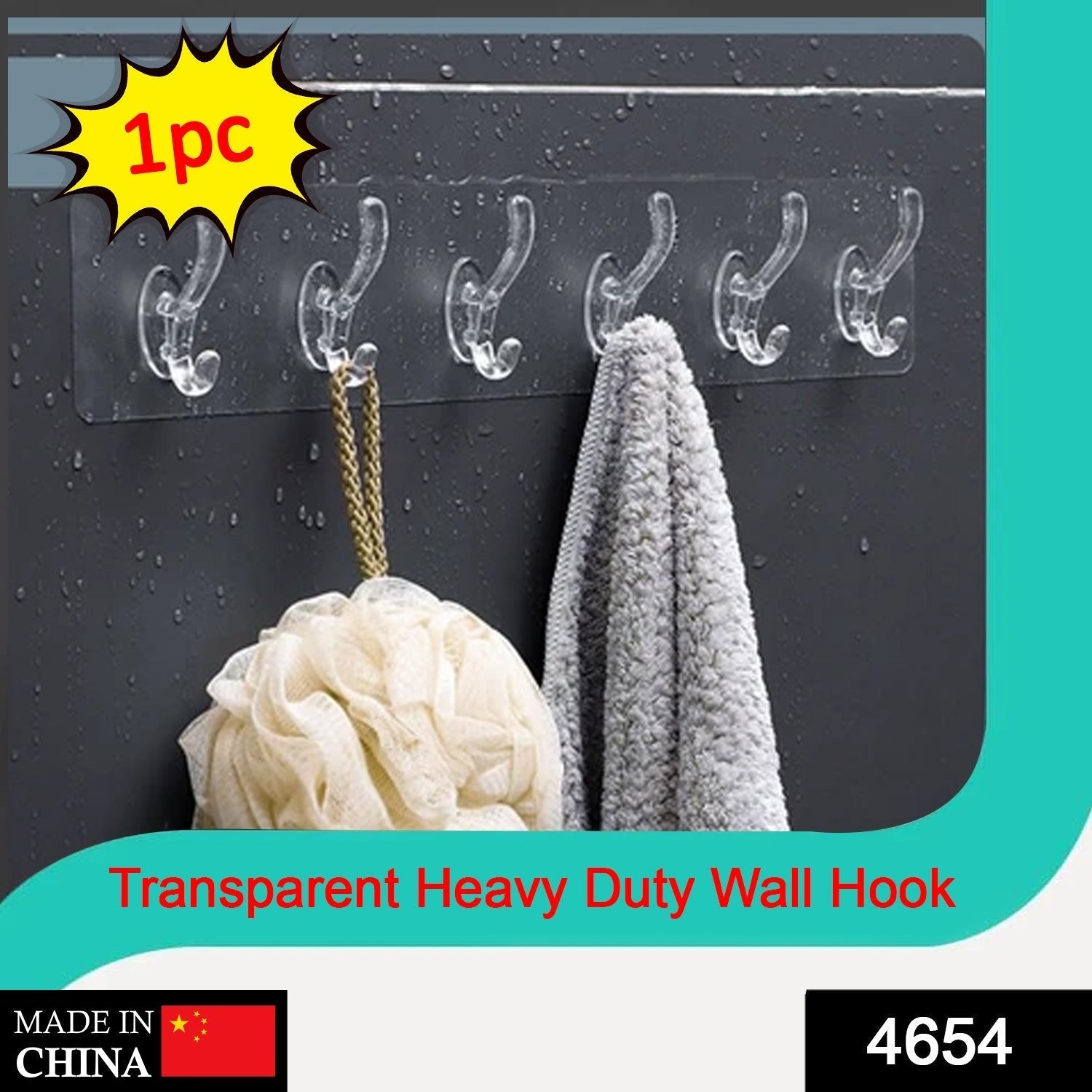 Adhesive Golden &  Transparent Heavy Duty Wall Hook Your Brand