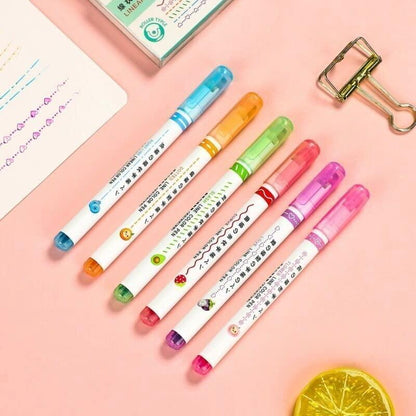 Linear Roller Color Pens Highlighters with 6 Different Curve Shapes (Set of 6) shopbyte-in