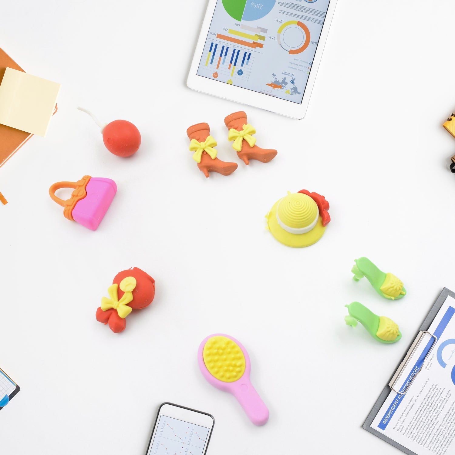 Fancy & Stylish Mini Erasers for Kids (9 Pc Set) - Fun Designs, Party Favors Your Brand