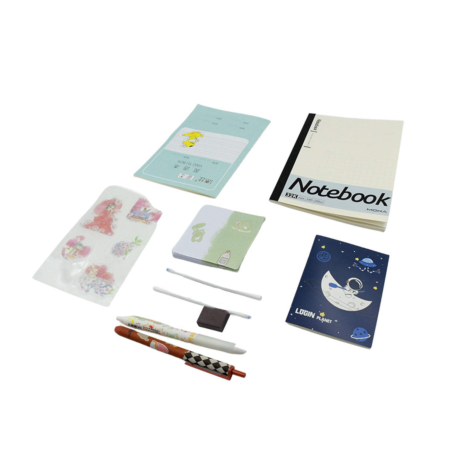 Cartoon Stationery Box  Cartoon Design School Box Book , diary , Pen , Eraser, Sharpner , Sticker & Pen Refill Student Gift School box  (1 box) Your Brand