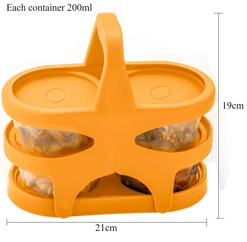 Lunch Box (200 ml each Container) with Attractive Stand - 4 pcs Your Brand