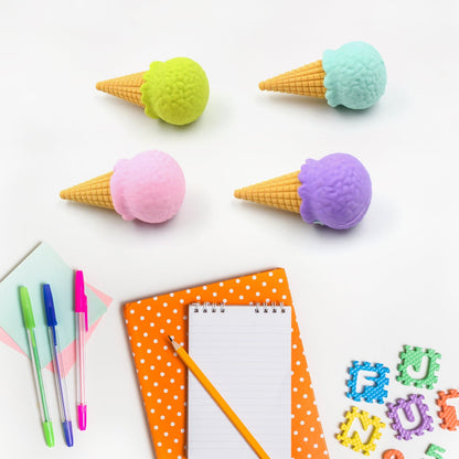 Cone Eraser for Girls & Boys / Eraser for School B'Day Return Gift Party Doughnut Lollipop Ice Cream Theme Shape Erasers Pencils Set for Kids Educational Stationary kit, School Supplies (1 Set 4 Pc) Your Brand