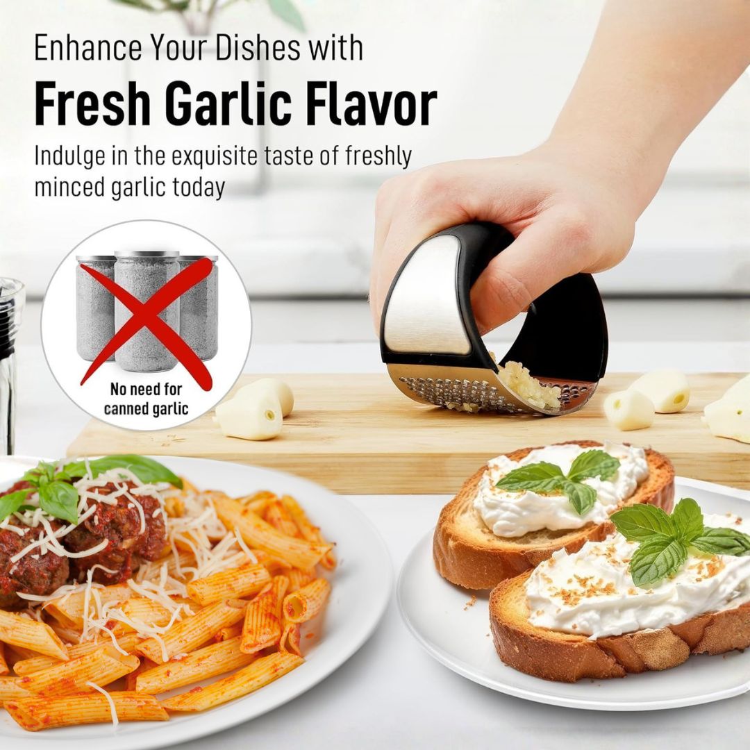 Ergonomic Stainless Steel Garlic Press Rocker