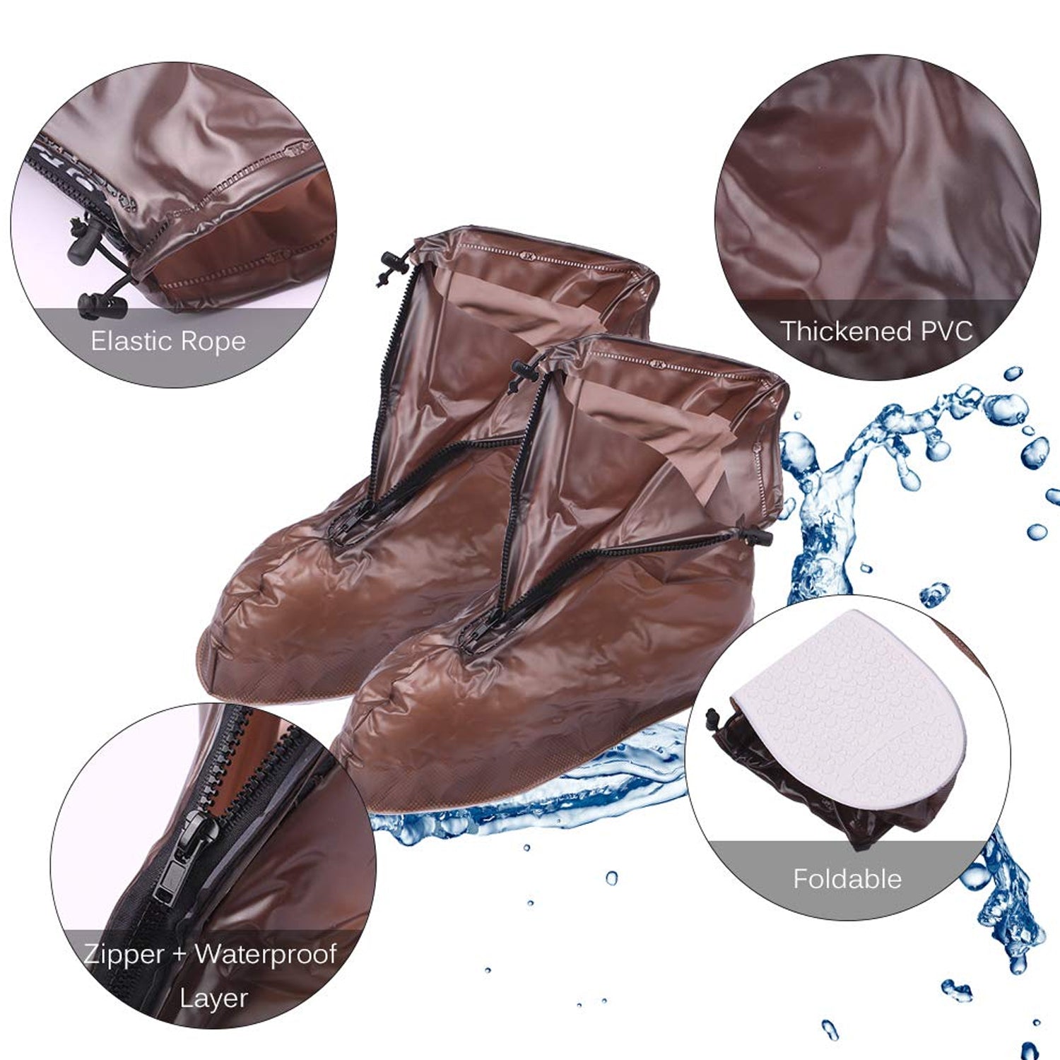 Plastic Shoes Cover Reusable Anti-Slip Boots Zippered Overshoes Covers Transparent Waterproof Snow Rain Boots for Kids / Adult Shoes, for Rainy Season (1 Pair / Small Size) Your Brand