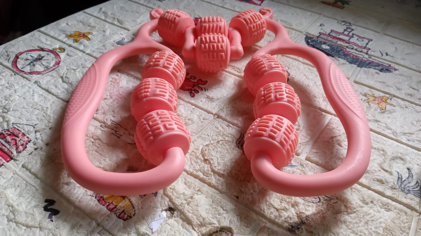 Muscle Massage Roller, 10 Wheels Relieve Soreness Leg Muscle Roller Fitness Roller Muscle Relaxer Massage Roller Ring Clip All Round Massaging Uniform Force Elastic PP Drop Shaped for Home Use (1 Pc) Your Brand