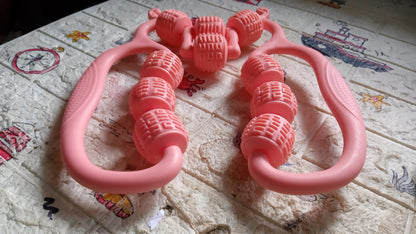 Muscle Massage Roller, 10 Wheels Relieve Soreness Leg Muscle Roller Fitness Roller Muscle Relaxer Massage Roller Ring Clip All Round Massaging Uniform Force Elastic PP Drop Shaped for Home Use (1 Pc) Your Brand