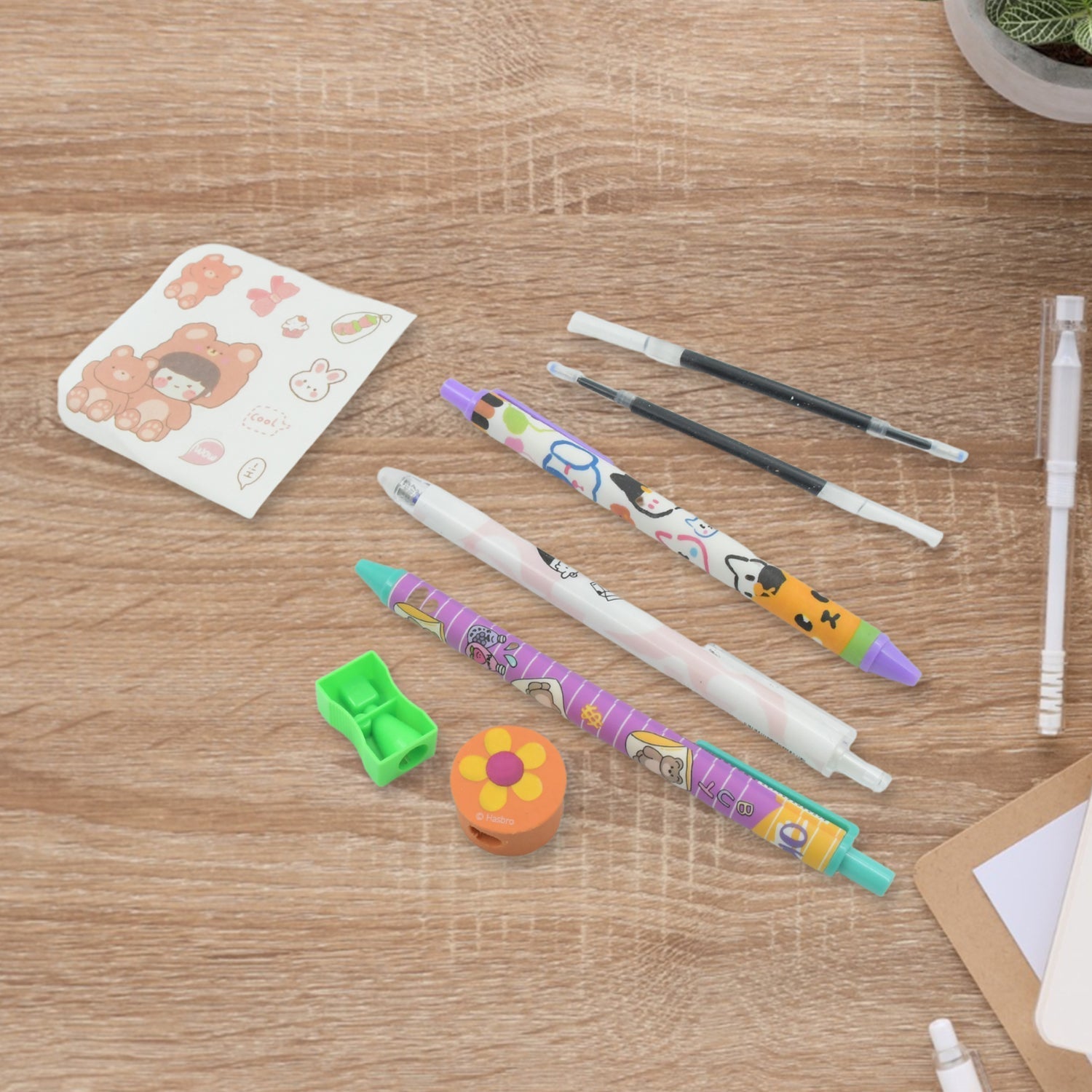 Cartoon Stationery Box  Cartoon Design School Box Book , diary , Pen , Eraser, Sharpner , Sticker & Pen Refill Student Gift School box  (1 box) Your Brand