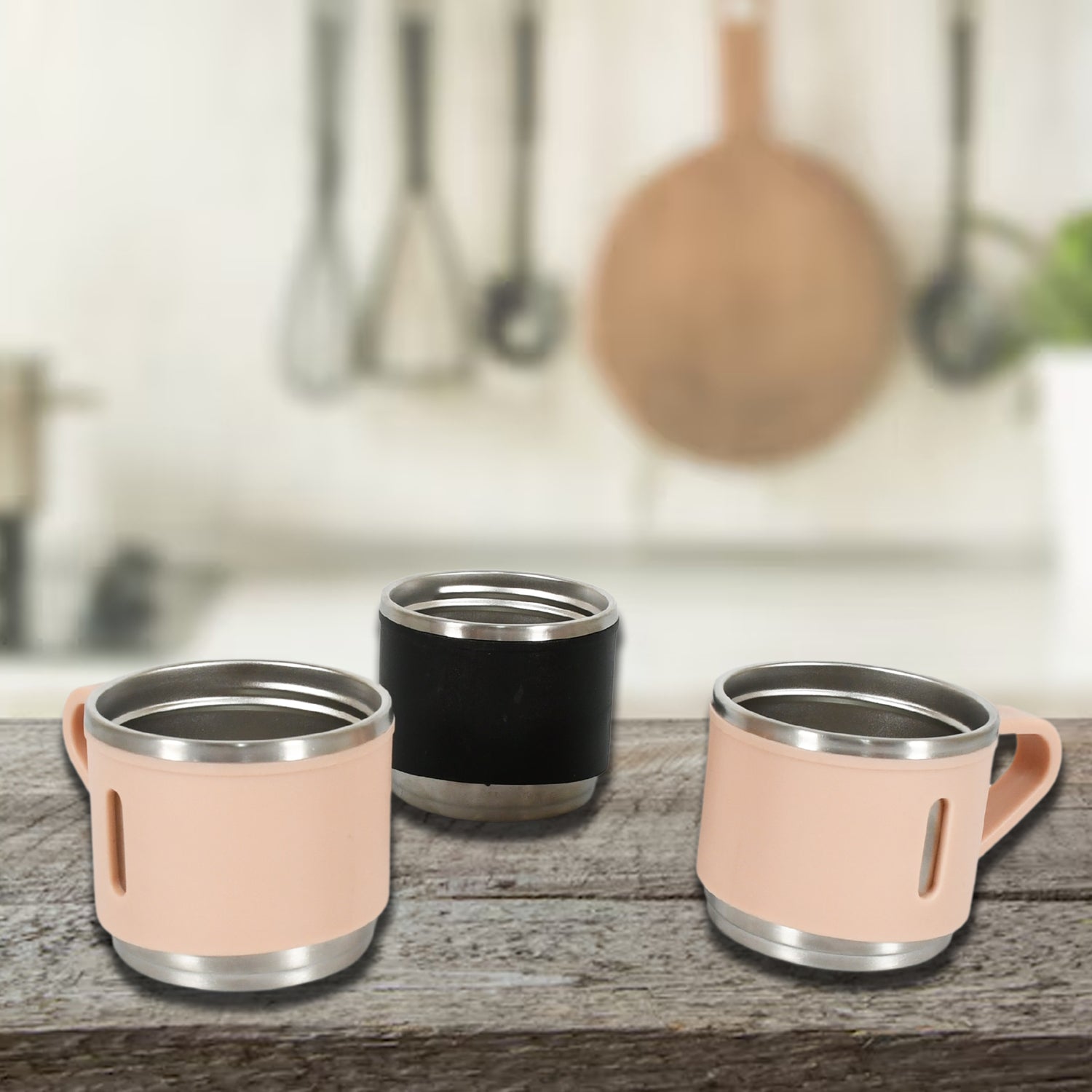 Stainless Steel Vacuum Coffee / Tea Cup, Tea Mug Hot Insulated Double Wall Stainless Steel, Coffee, and Milk Cup with Handle Easy To Carry: Coffee Cup (3 pc) Your Brand