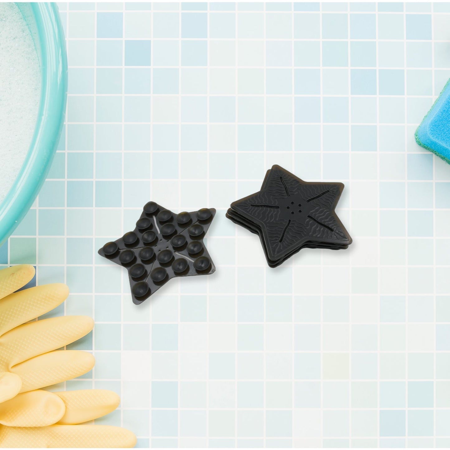 Mini  Pvc Anti-Slip Bat Mat Non Slip Baby Bath Mats, Mini Child Safety Anti Slip Shower Mats Star Shaped for Kids (4 pc Set) Your Brand