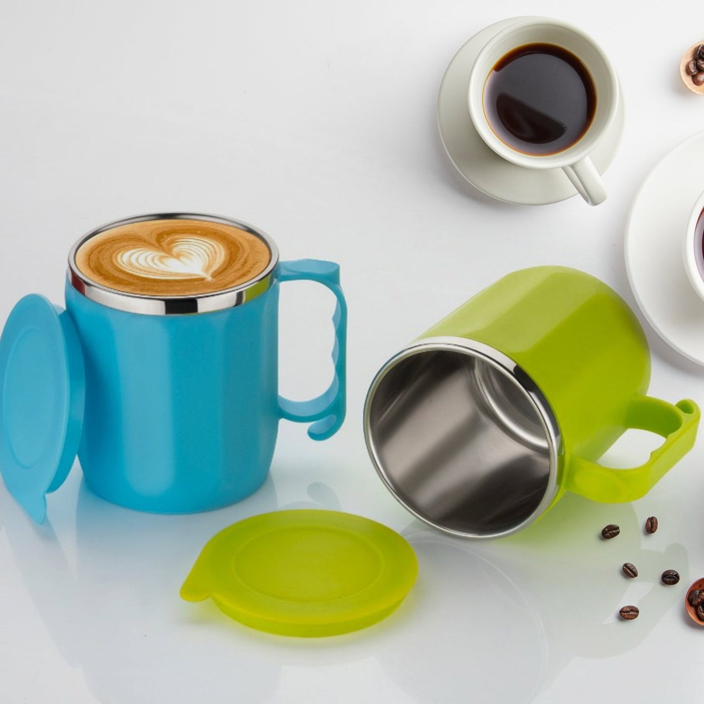 250ML Stainless Steel Mug: Insulated, Leakproof Lid, Hot/Cold Drinks (Mix Color) Your Brand