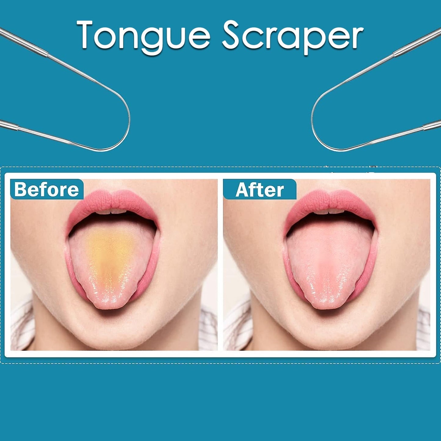 Tongue Cleaner For Kids & Adults | Tongue Scraper For Bad Breath, Maintain Oral Hygiene for Daily Use | for Fresh Breath & Bacteria Removal | Improved Taste (Steel, Copper, Tongue Cleaner / 1 Pc) Your Brand