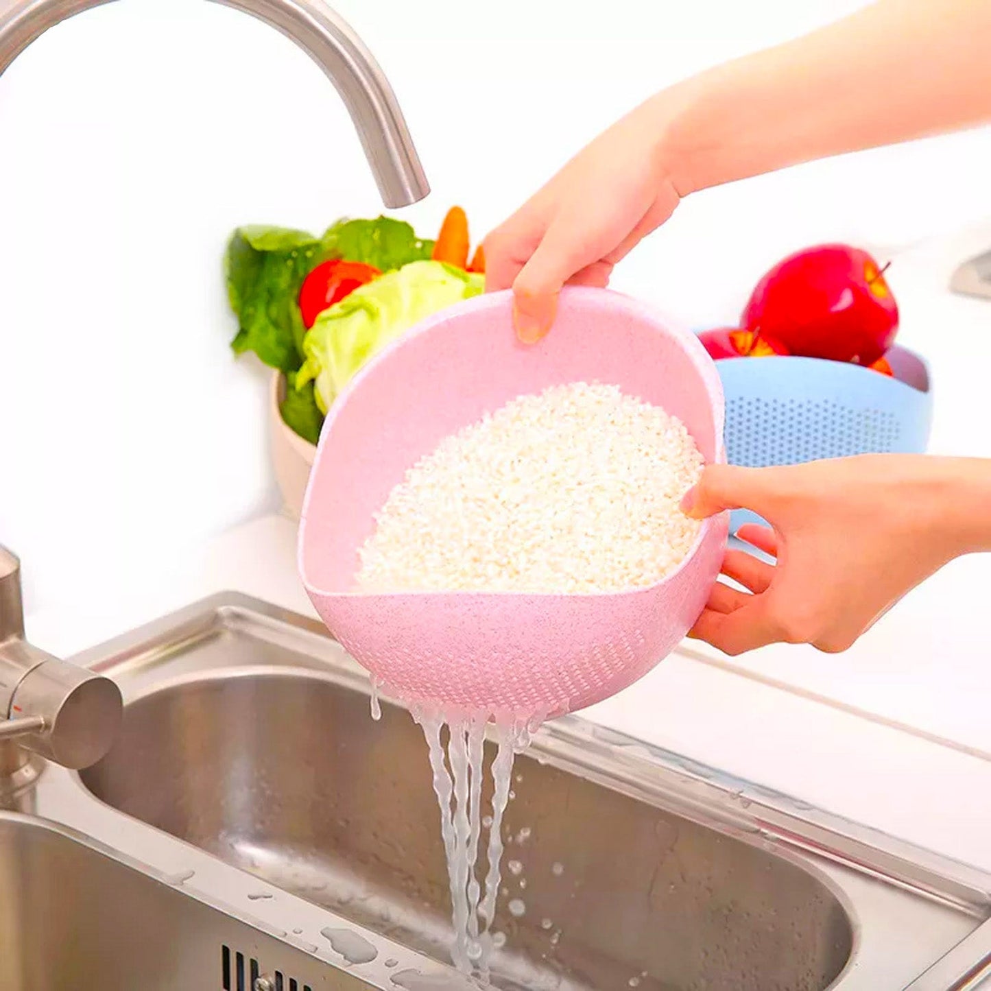 Multipurpose High Quality Washing Bowl for Rice (1 Pc) Your Brand