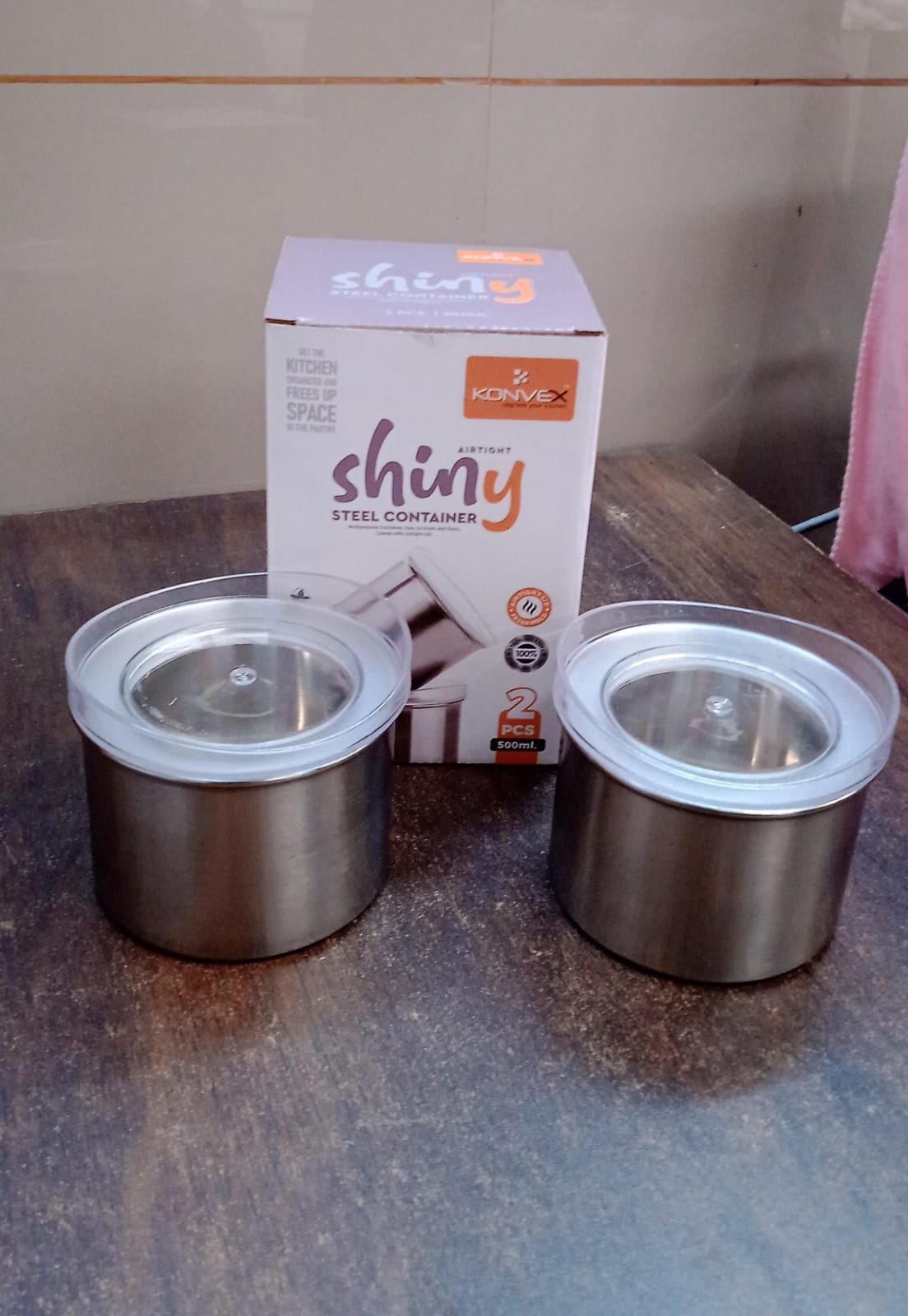 Multipurpose Stainless Steel Airtight Containers with See Through Lid (2 Pc / 500 ML) Your Brand