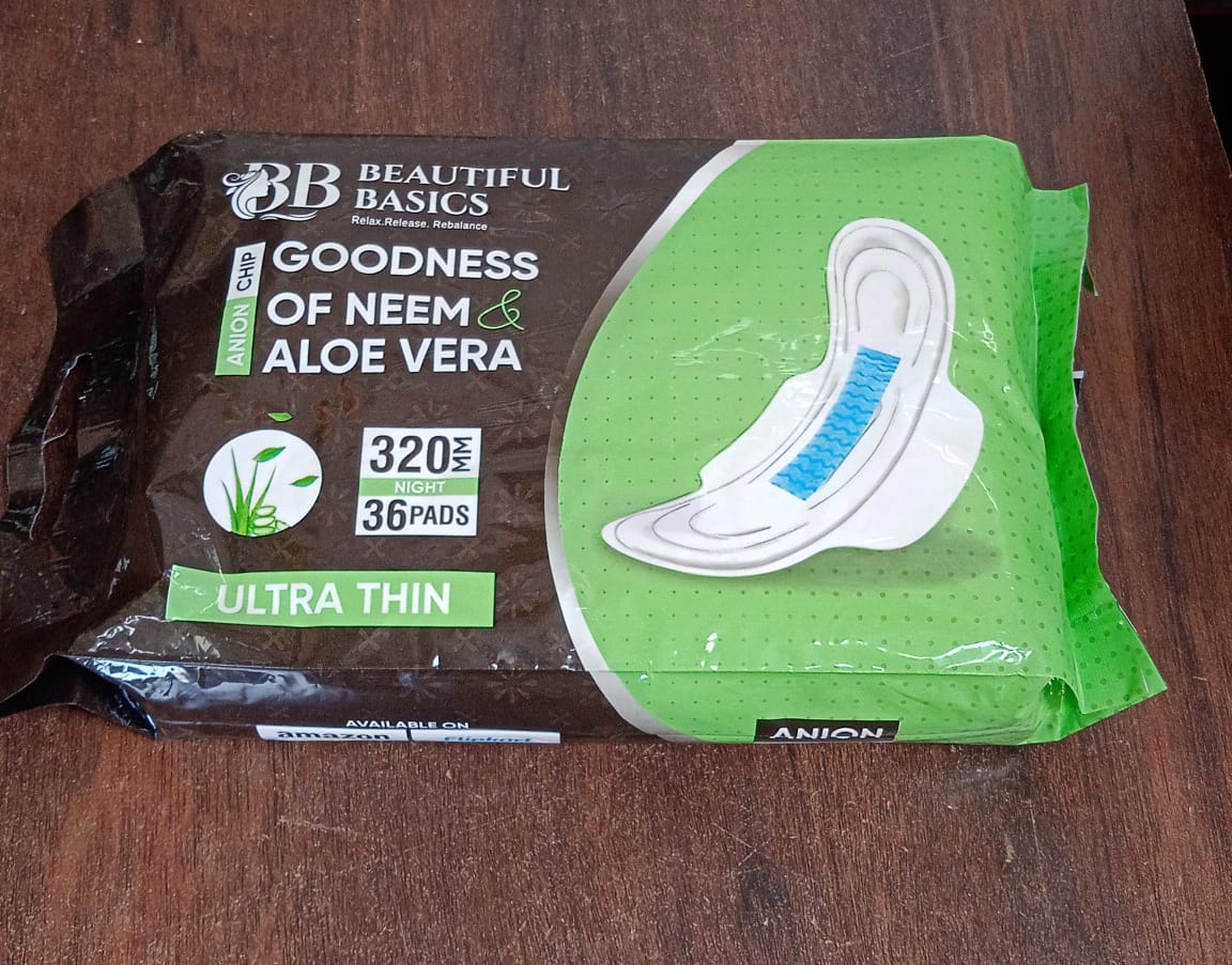 Sanitary Pads for Women With Goodness of Neem & Aloe Vera | Ultra Thin | Leakage Protection | PH Balance | With Antibacterial Anion Chip | 5X More Absorbance (320 mm / 36 Pads) Your Brand