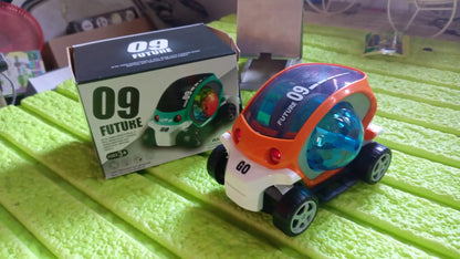Plastic 360 Degree Rotating Stunt Car Toy for Kids - Bump and Go Action with 4D Lights and Music, Plastic Mini Car with Disco Ball (1 Pc / Battery Not Included) Your Brand