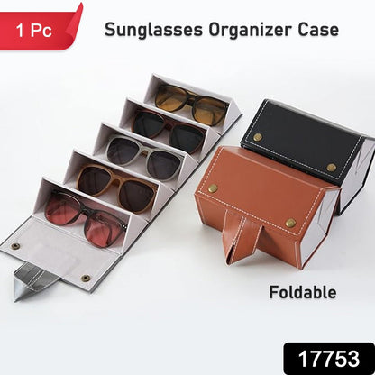 5 Slots Sunglasses Organizer Box, Glass Holder Box, spectacle case of sunglasses, Specs case, Foldable Travel Glasses Case Storage (1 Pc) Your Brand