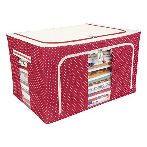 66L Heavy Duty Foldable Oxford Fabric Storage Box with Metal Frame & Window (Waterproof & Dustproof)