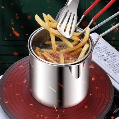 Stainless Steel Deep Fryer Pot with Oil Filter Basket