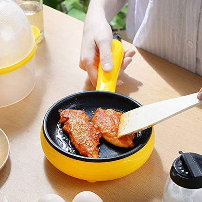 Multi functional Electric 2 in 1 Egg Frying Pan with Egg Boiler Machine Measuring Cup with Handle Your Brand
