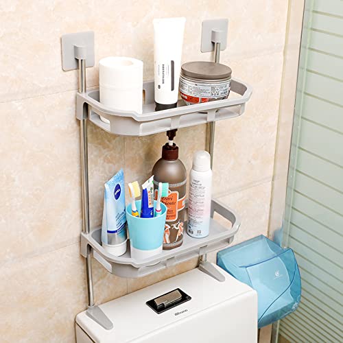 No-Drill 2-Tier Bathroom Shelf | Adhesive Wall Organizer (11.8 in)
