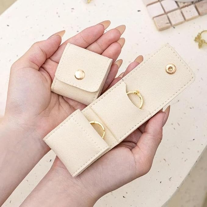 Mini Travel Jewelry Bag | Foldable Velvet Jewelry Roll Organizer with Buckle | Multi-Compartment Pouch for Rings, Earrings, Necklaces & Accessories | Elegant Design | (MultiColor, Pack of 3)) shopbyte