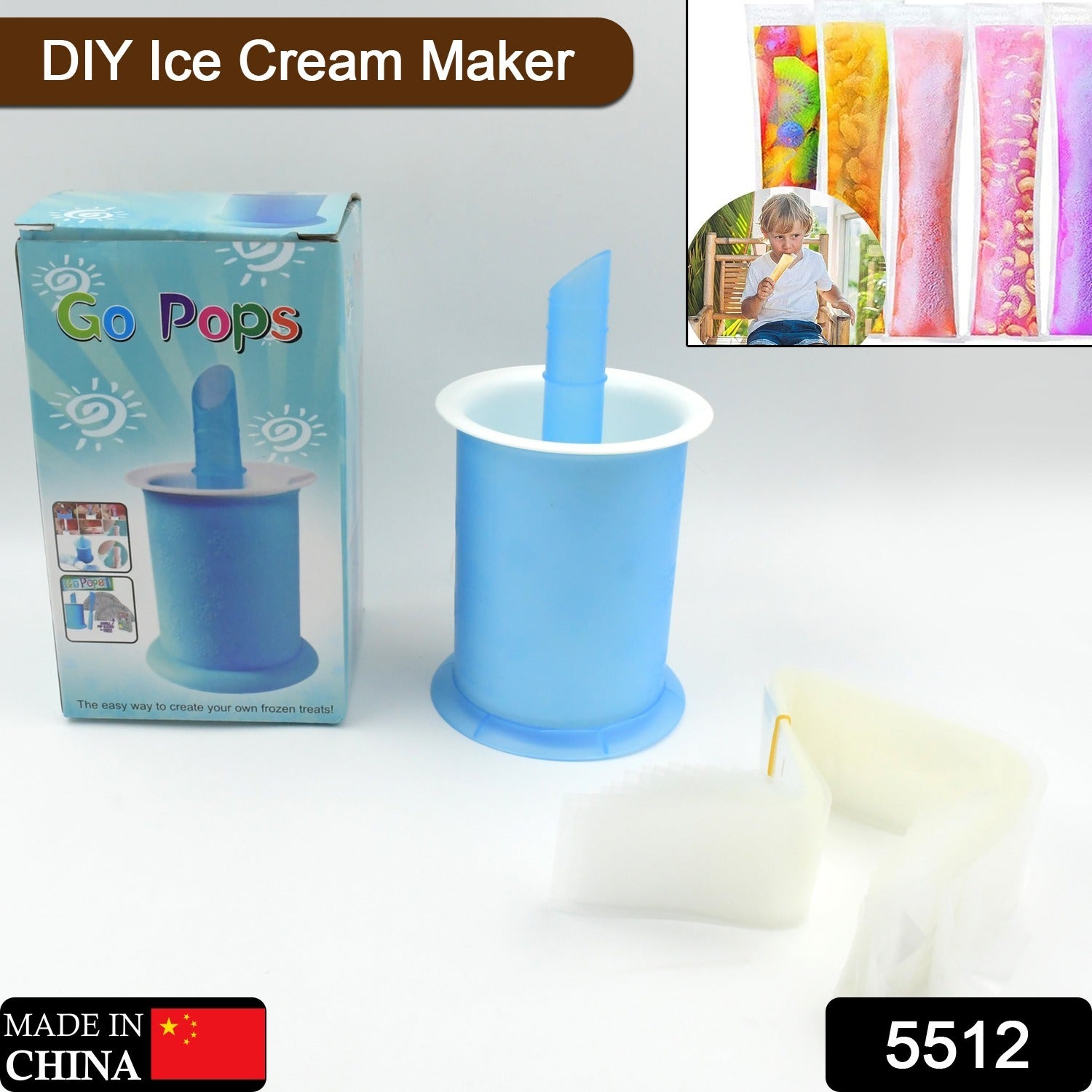Homemade Popsicle Maker Manual Ice Cream Machine With Approx 20 Pcs Packing Bag Popsicle Mold Convenient Maker Manual Ice Cream Machine For Kids Adults DIY, Reusable Your Brand