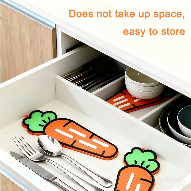 Cute Carrot Pot Lid & Sponge Holder Mat