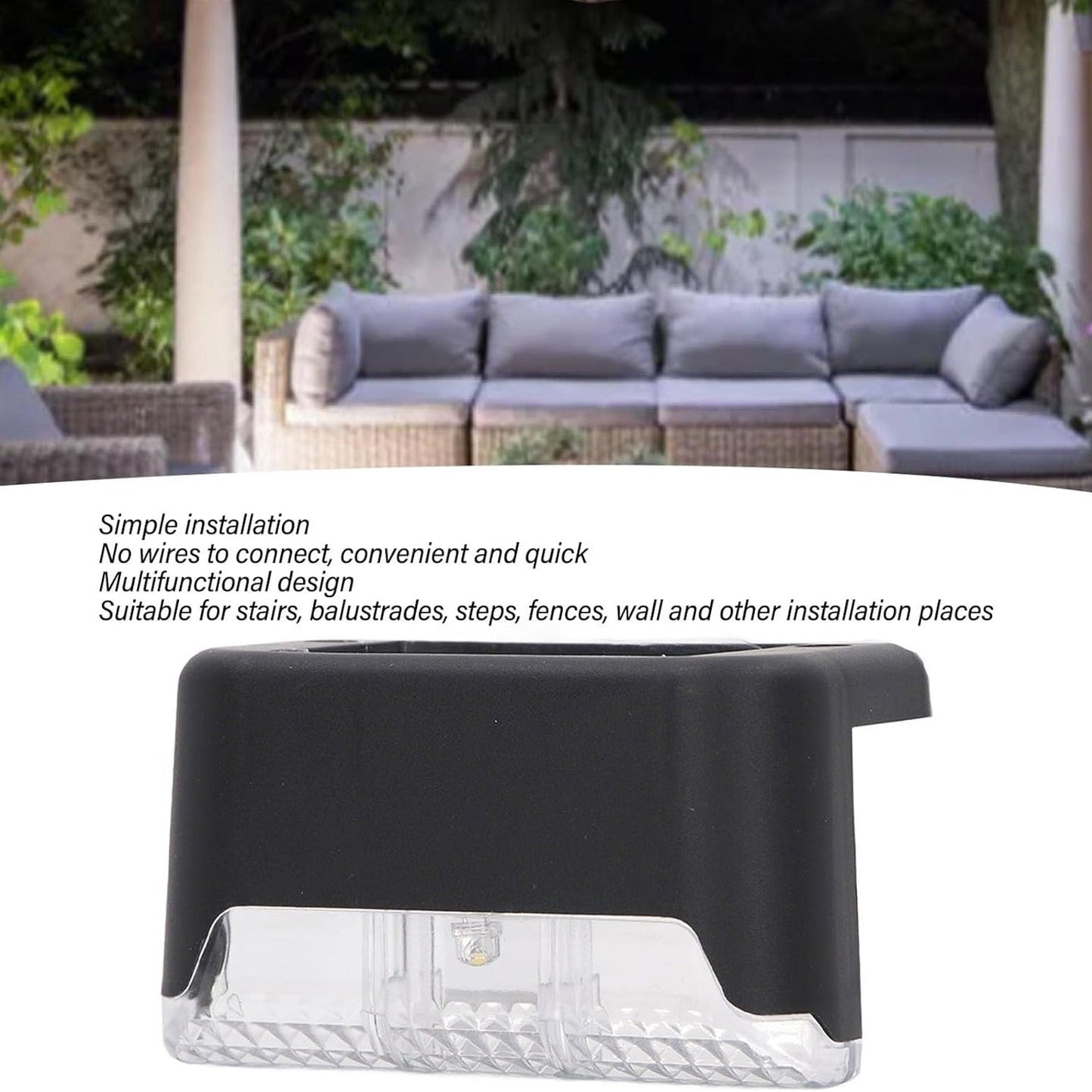 Solar Decorative Lights, Waterproof Durable Garden Atmosphere Lights Stair Lights Railing Lights Step Steps Lights for Outdoor Patio Courtyard Stair Step Fence Patio Stairs,Yard, Garden Pathway ( 4 Pc Set) Your Brand