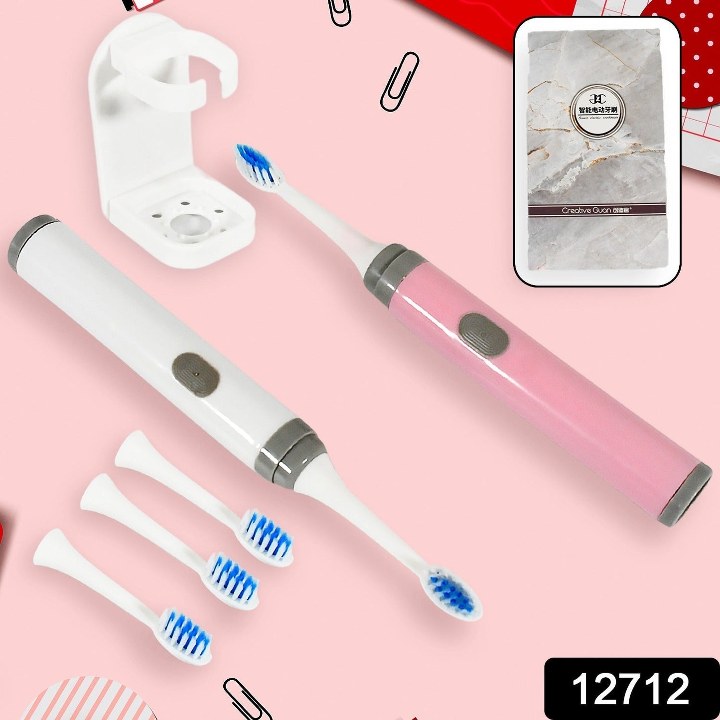 Adult Waterproof Electric Toothbrush Strong Sonic Charging with 4 Toothbrush Head and a toothbrush holder Your Brand