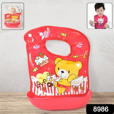 Multifunctional Waterproof Bpa Free Reusable Soft Fabric Plastic Baby Bib (1 Pc) Wukusy
