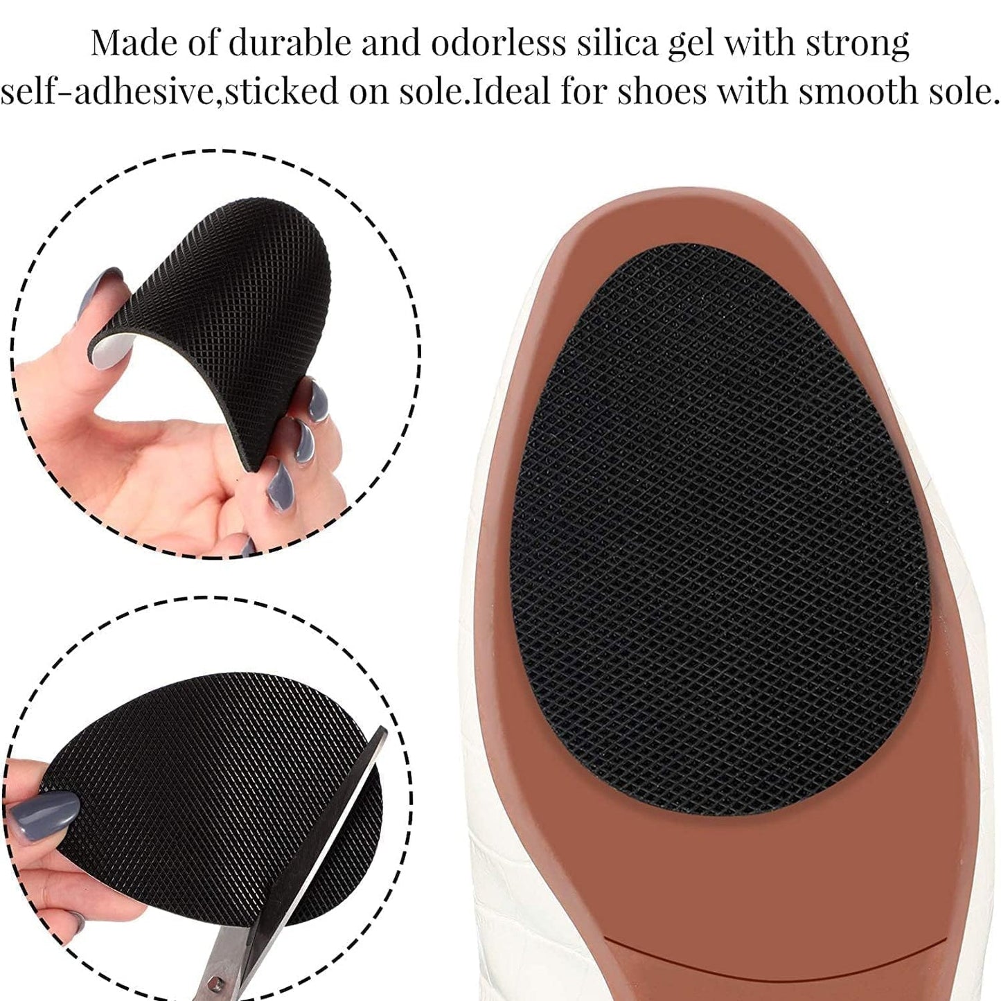 Non-Slip Shoe Pads, Rubber Shoe Sole Protector Pads, Self-Adhesive Shoe Grips Pads Stickers Non Skid for Ladies Shoes, High Heels, Boots (10 Pcs Set) Your Brand