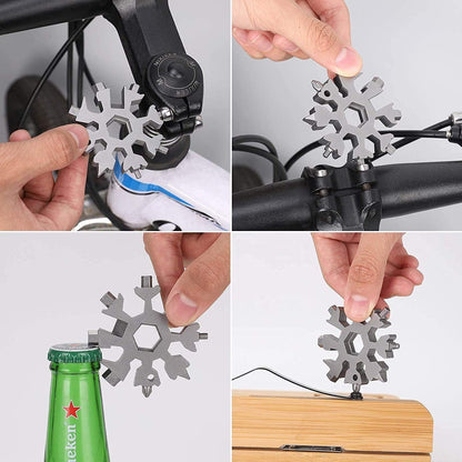 Durable & Portable 18 in 1 Snowflake Multi-Tool, Snowflake Bottle Opener Flat Phillips Screwdriver Kit Wrench Your Brand