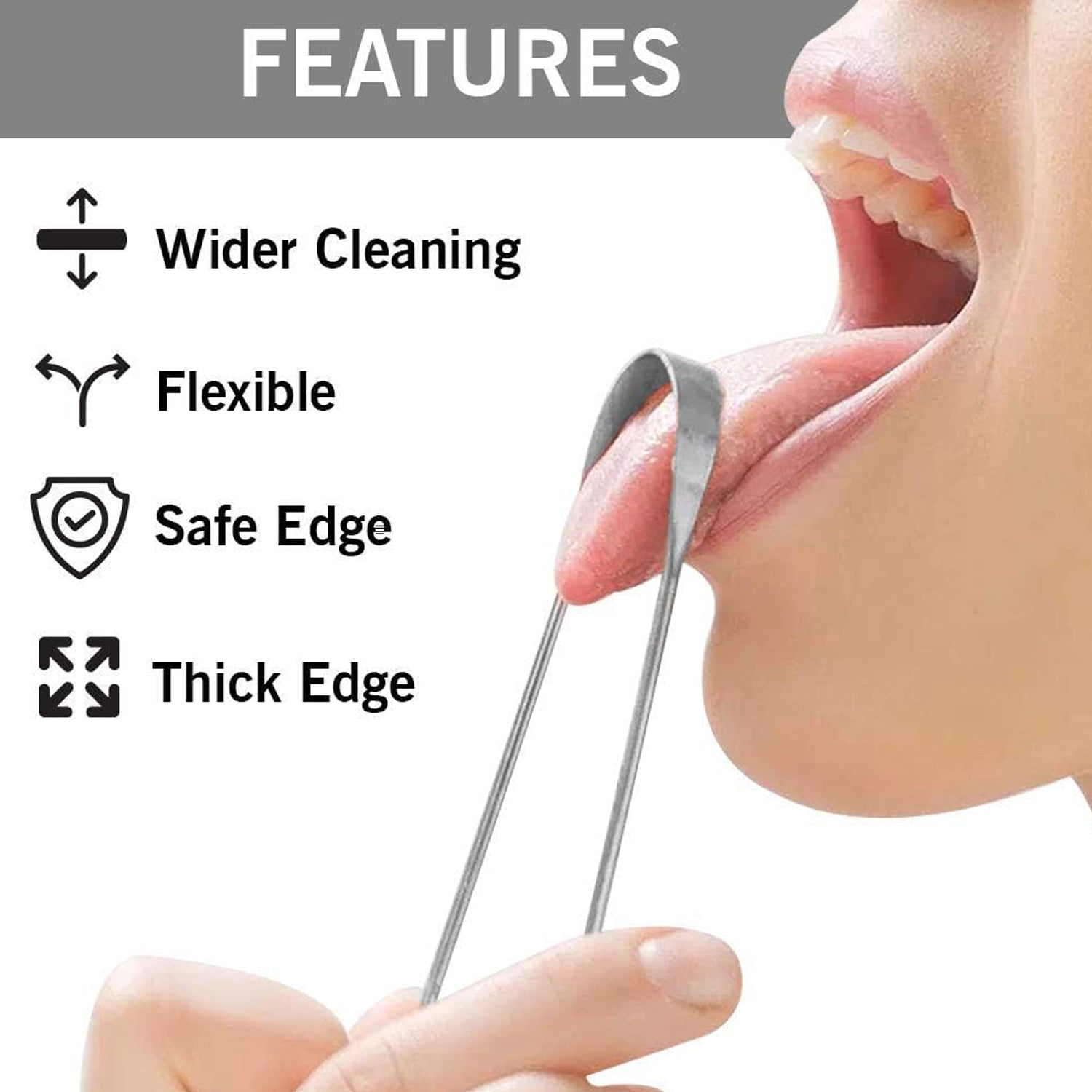Tongue Cleaner For Kids & Adults | Tongue Scraper For Bad Breath, Maintain Oral Hygiene for Daily Use | for Fresh Breath & Bacteria Removal | Improved Taste (Steel, Copper, Tongue Cleaner / 1 Pc) Your Brand
