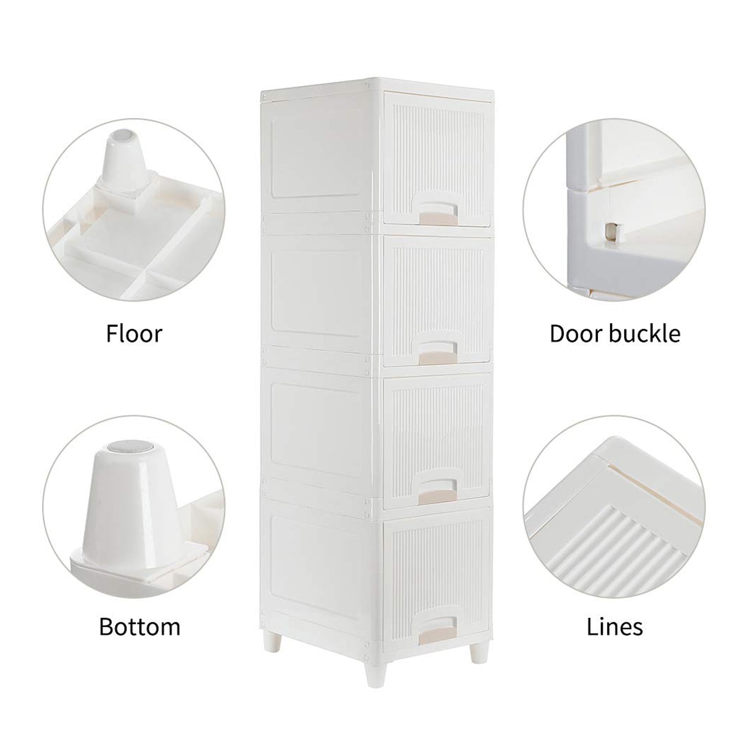 Multipurpose Storage Cabinet, Storage Solutions plastic drawers || Multi Layer Wardrobe Storage Drawers || Foldable Multipurpose Drawer Units For Kitchen, Bathroom, Bedroom, Cloth (4 Layer) Your Brand