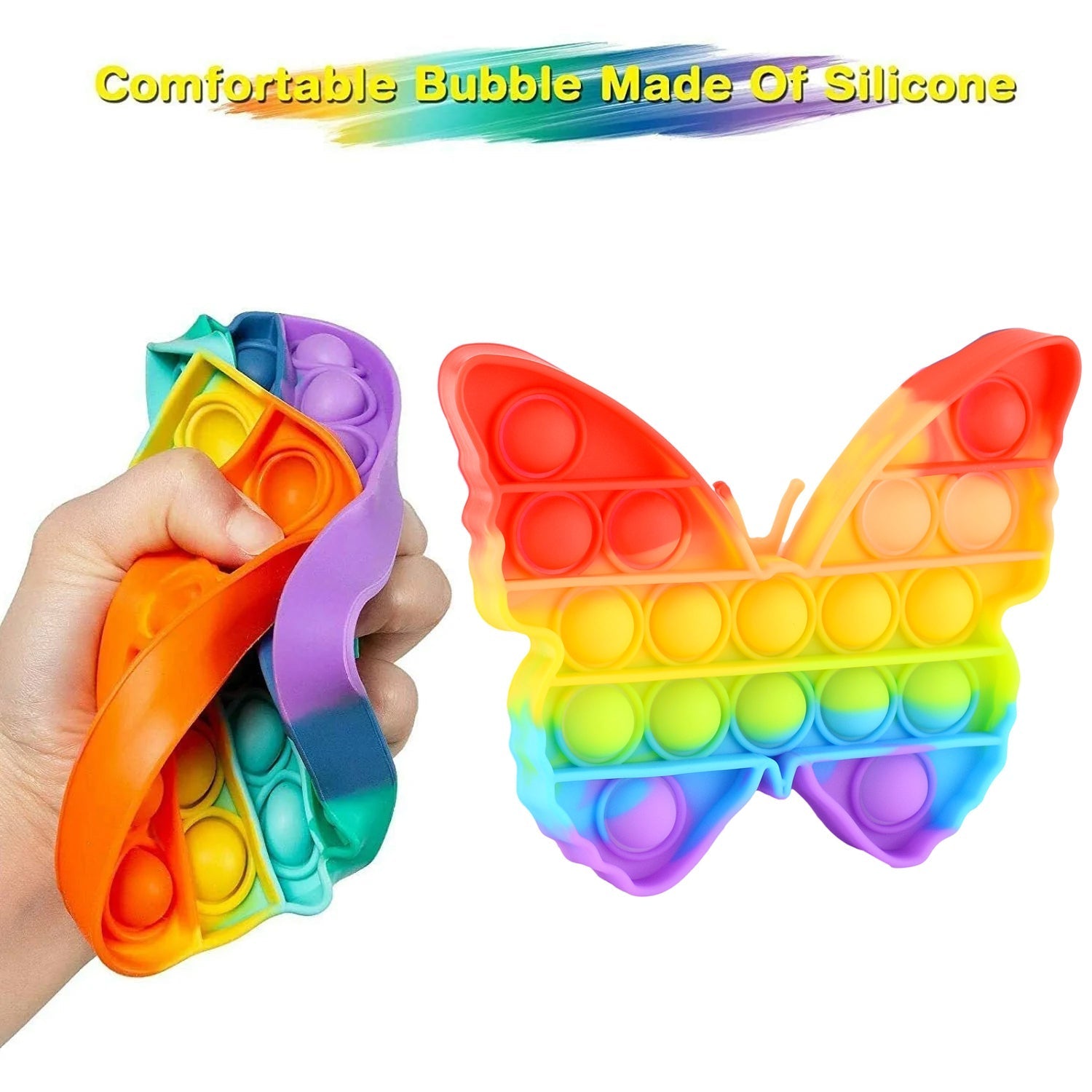 Pop Fidget Toy Push Pop Bubble Fidget Sensory Toy for Kids and Adults Fidget Popper Stress Reliever Sensory Fidget Poppers (Butterfly & Car Shape / 1 Pc) Your Brand