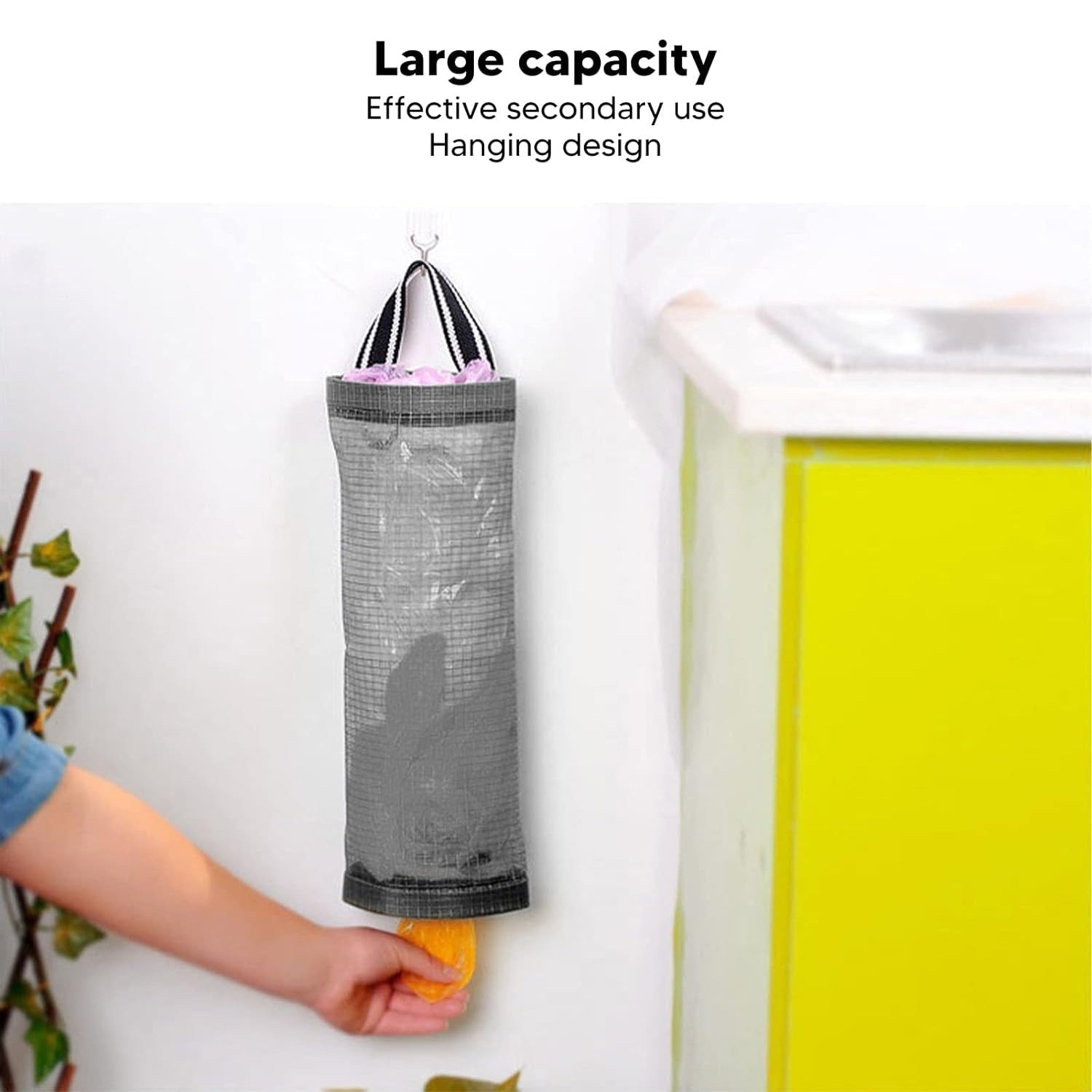 Hanging Waste Bag Holder, Garbage Bag Storage Bag, Widening Handle Hanging Sturdy for Store Garbage Bags Home Store Debris, Bedroom Large Capacity for Restaurant (1 Pc) Your Brand