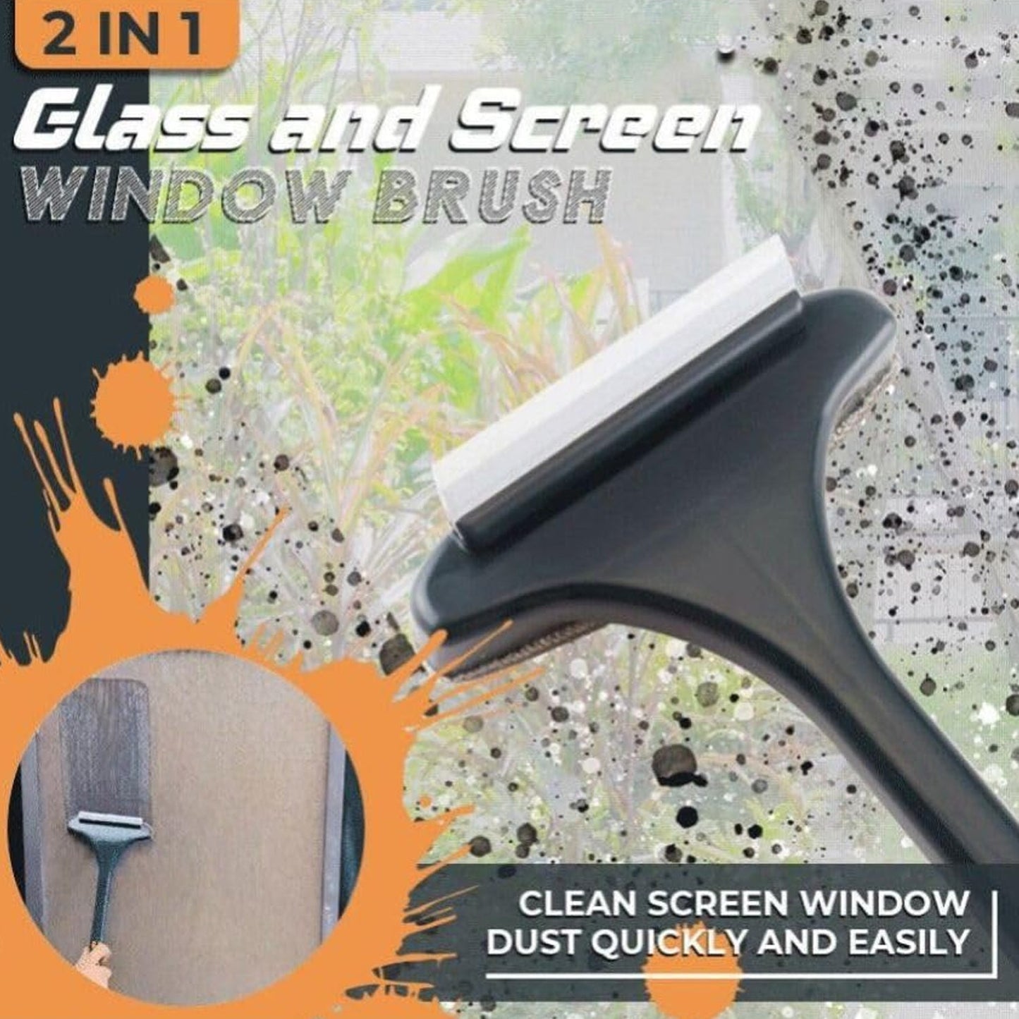 Brush 2 in 1 Mesh Cleaning Brush & Wiper with Extended Handle Window Cleaning Brush Net Cleaner,Magic Window Cleaner Brush, Window Mesh Cleaner (1 Pc) Your Brand