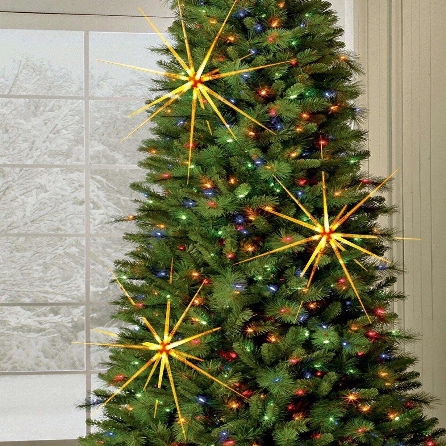 3D Gold Star Hanging Decoration Star, Acrylic Look  Hanging Luminous Star for Windows, Home, Garden Festive Embellishments for Holiday Parties Weddings Birthday Home Decoration (Medium) Your Brand