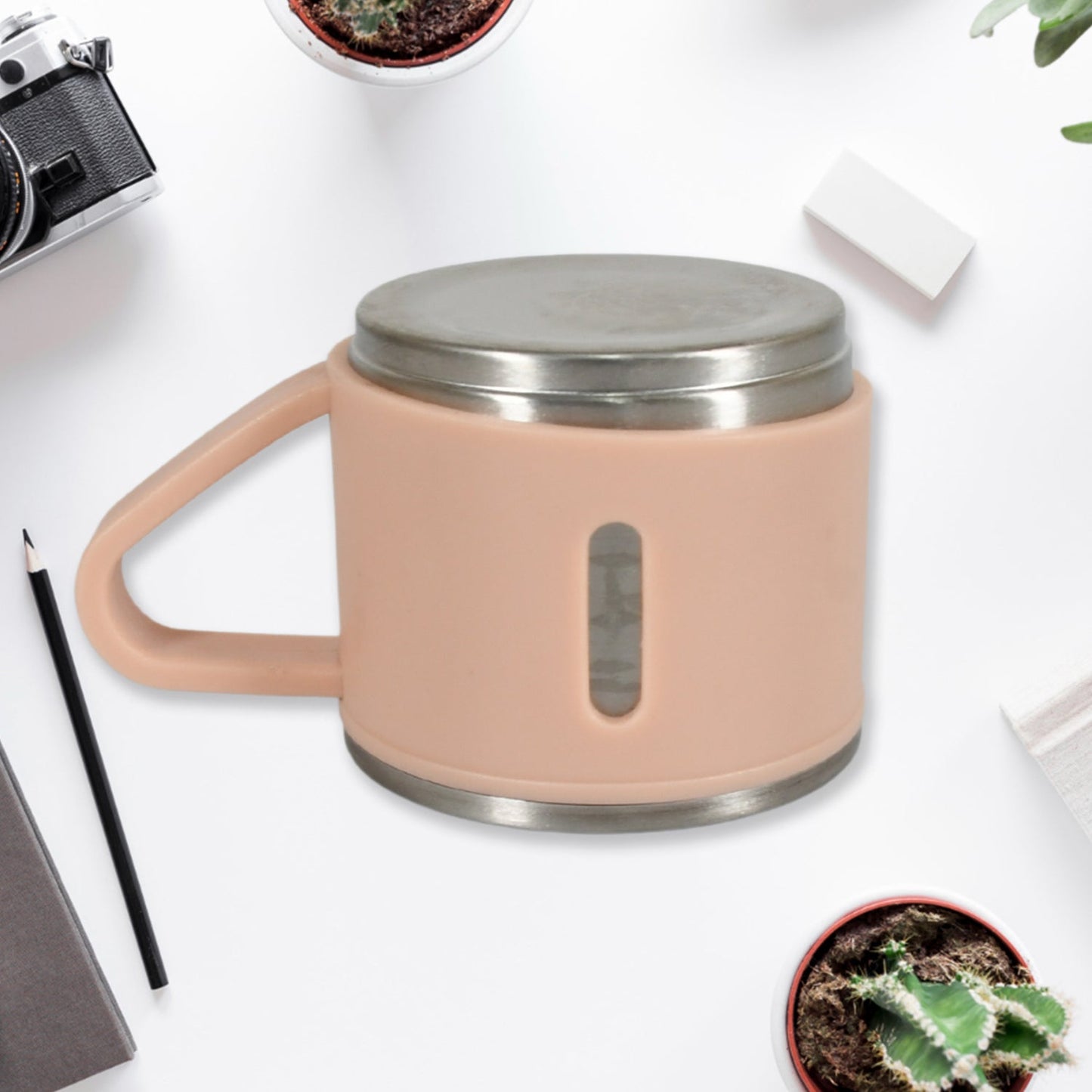 Stainless Steel Vacuum Coffee / Tea Cup, Tea Mug Hot Insulated Double Wall Stainless Steel, Coffee, and Milk Cup with Handle Easy To Carry: Coffee Cup (1 Pc) Your Brand