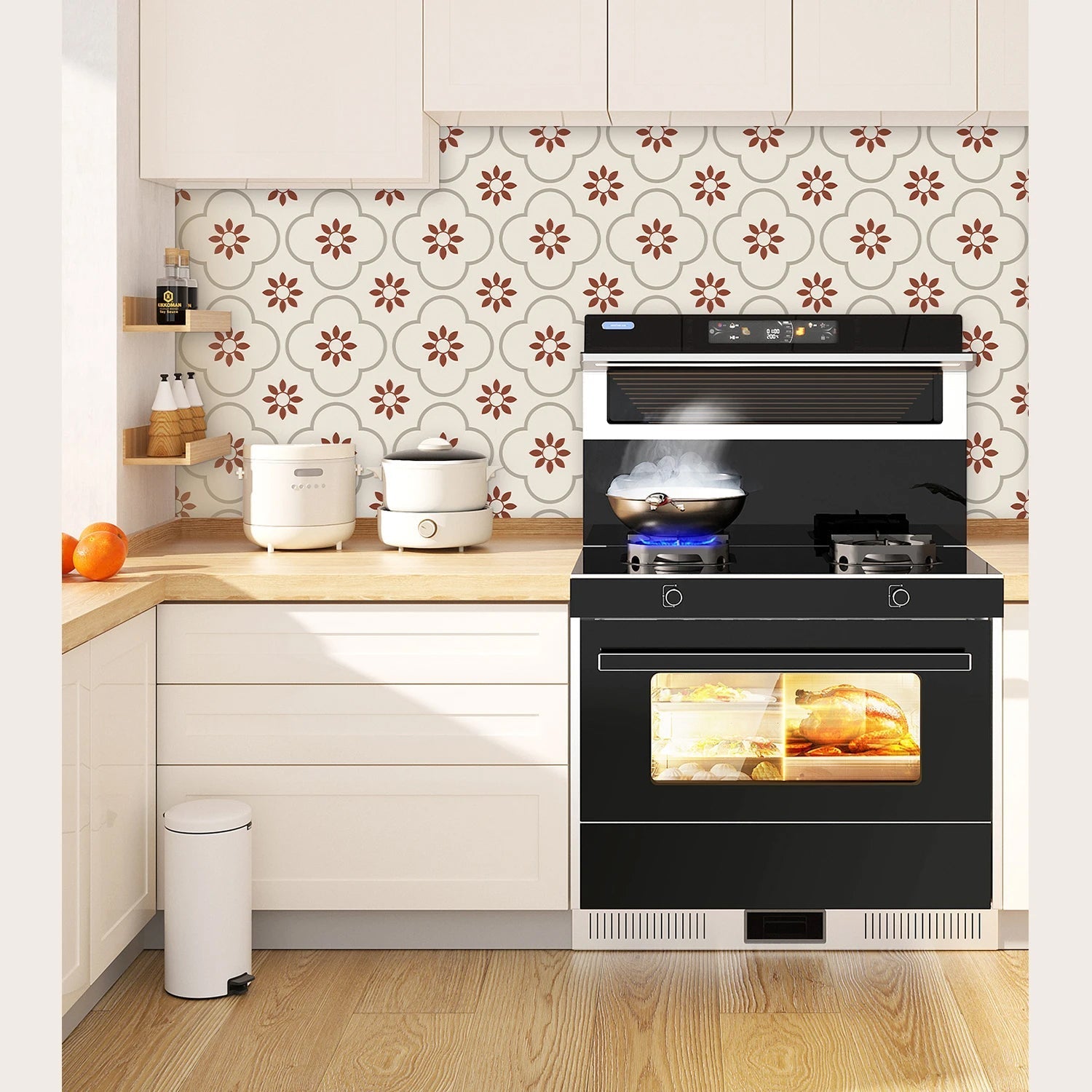 Peel and Stick Floor Tiles Kitchen / Bathroom Backsplash Sticker Detachable Waterproof DIY Tile Stickers for Wall Decoration Tiles Home Decoration (8x8 Inch / 10 Pcs Set) Your Brand