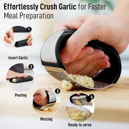 Ergonomic Stainless Steel Garlic Press Rocker