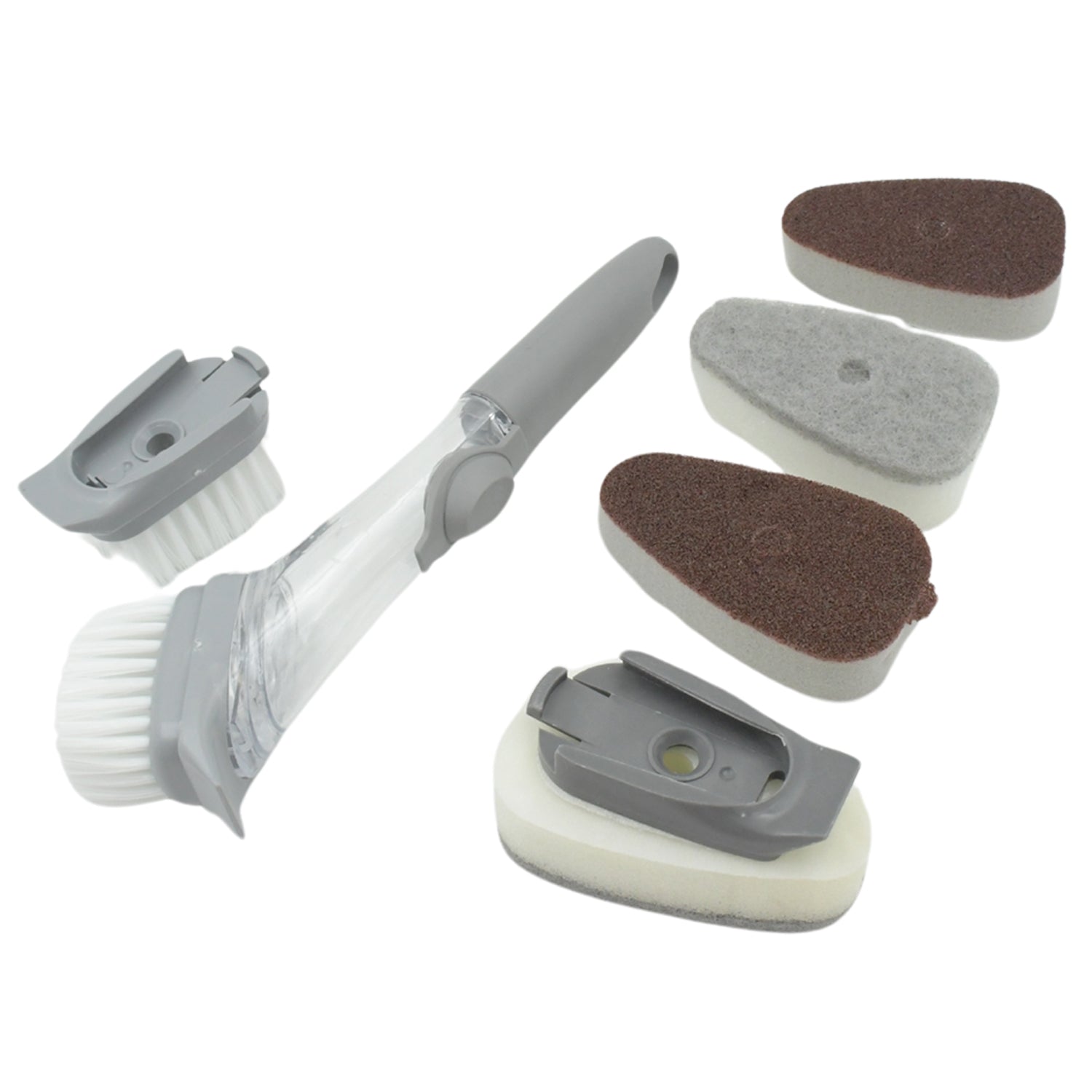 Home & Kitchen Cleaning Brushes, Scrubber, Soap Dispenser Scrub Brush for Pans Pots and Bathtub Sink (5 In 1) Your Brand