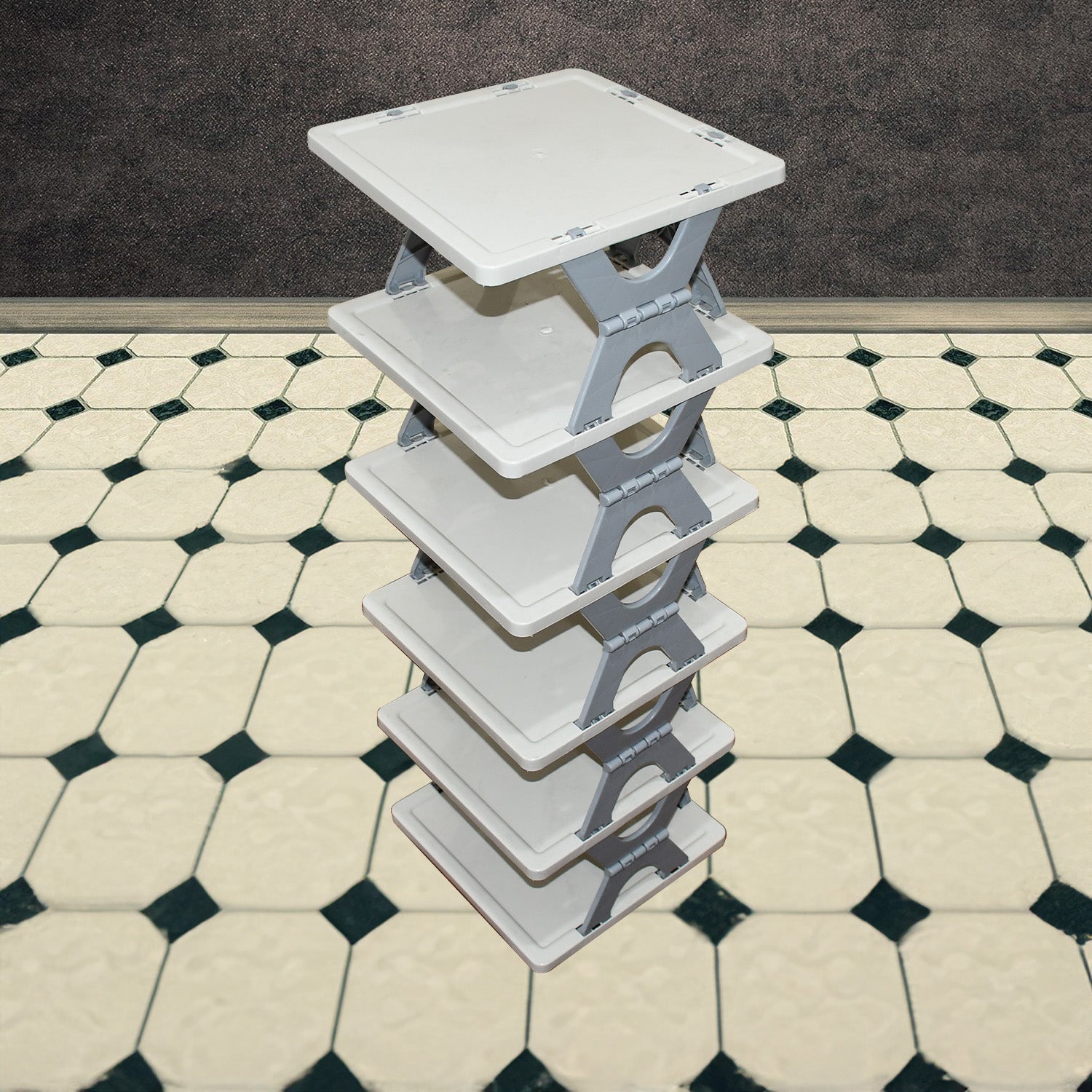 Foldable Shoe Rack (1 Pc, 6 Layers): Space-Saving, Entryway Storage Your Brand