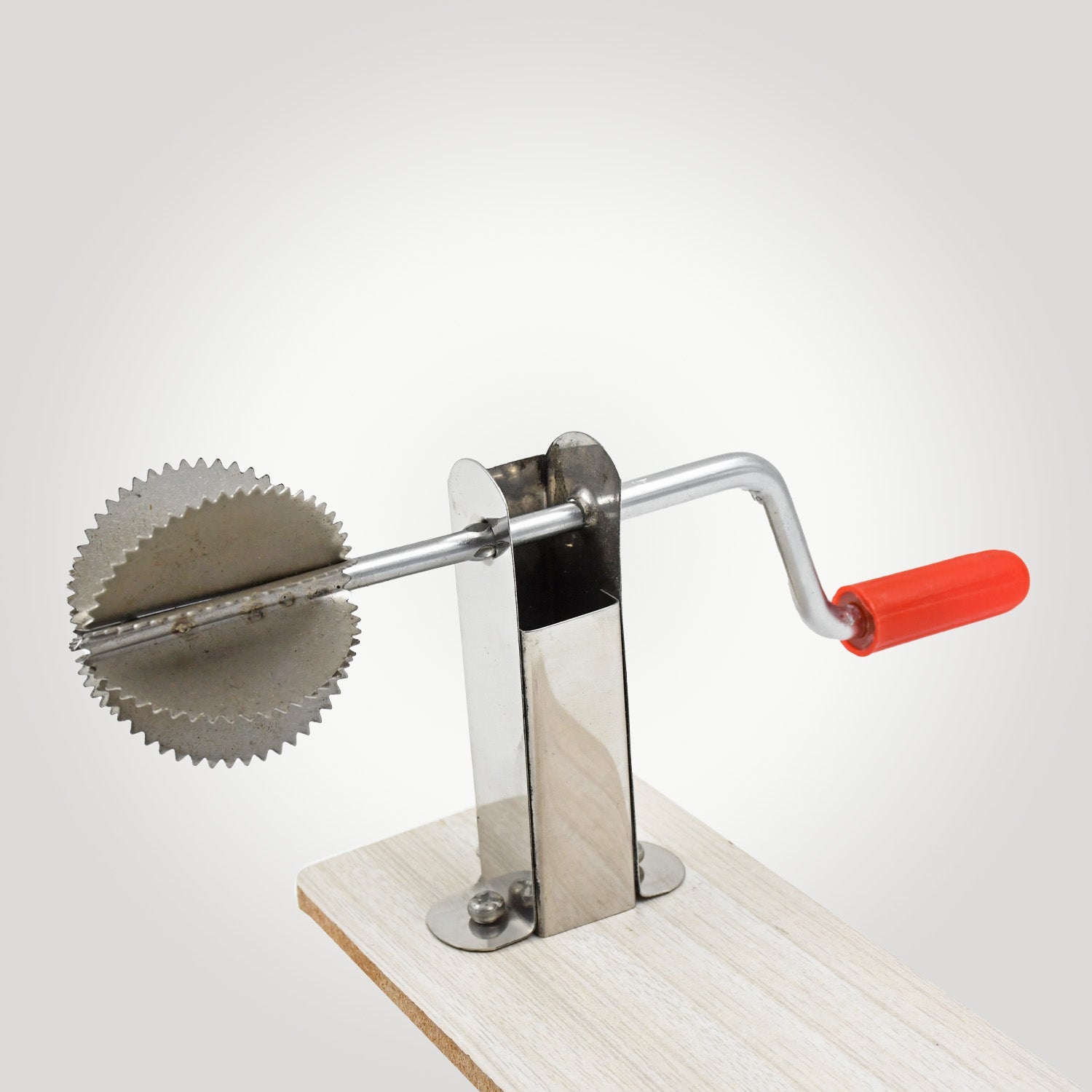 Stainless Steel Coconut Scraper with Wooden Base (1 Pc) Your Brand
