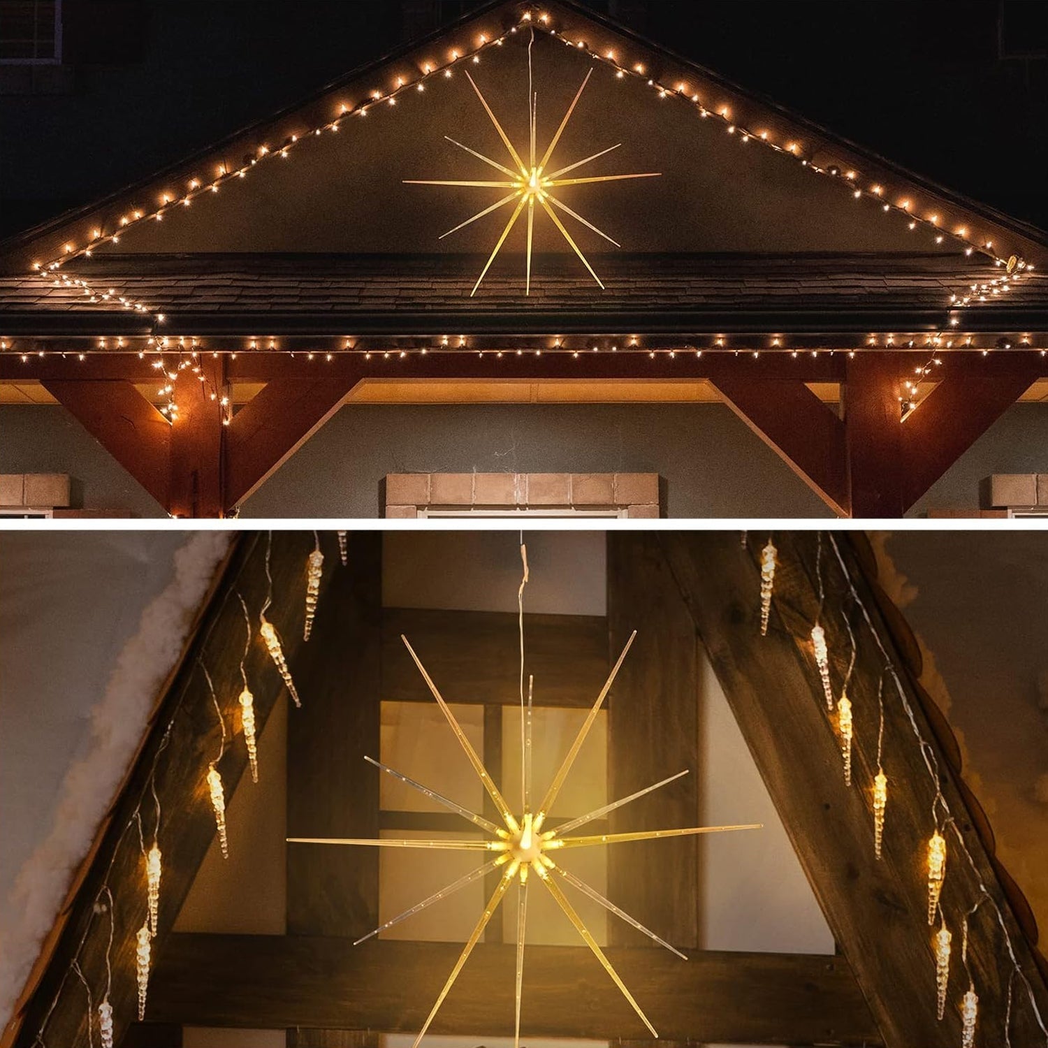 3D Gold Star Hanging Decoration Star, Acrylic Look  Hanging Luminous Star for Windows, Home, Garden Festive Embellishments for Holiday Parties Weddings Birthday Home Decoration (Big) Your Brand
