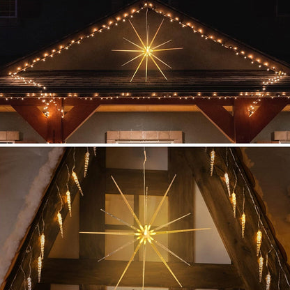 3D Gold Star Hanging Decoration Star, Acrylic Look  Hanging Luminous Star for Windows, Home, Garden Festive Embellishments for Holiday Parties Weddings Birthday Home Decoration (Big) Your Brand