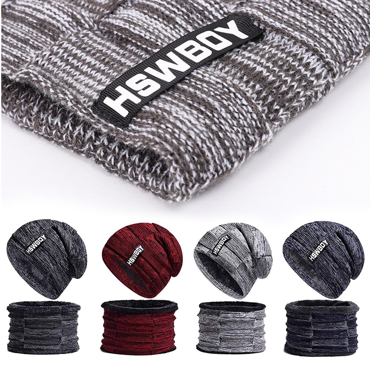 Ultra Soft Unisex Woolen Beanie Cap Plus Muffler Scarf Your Brand