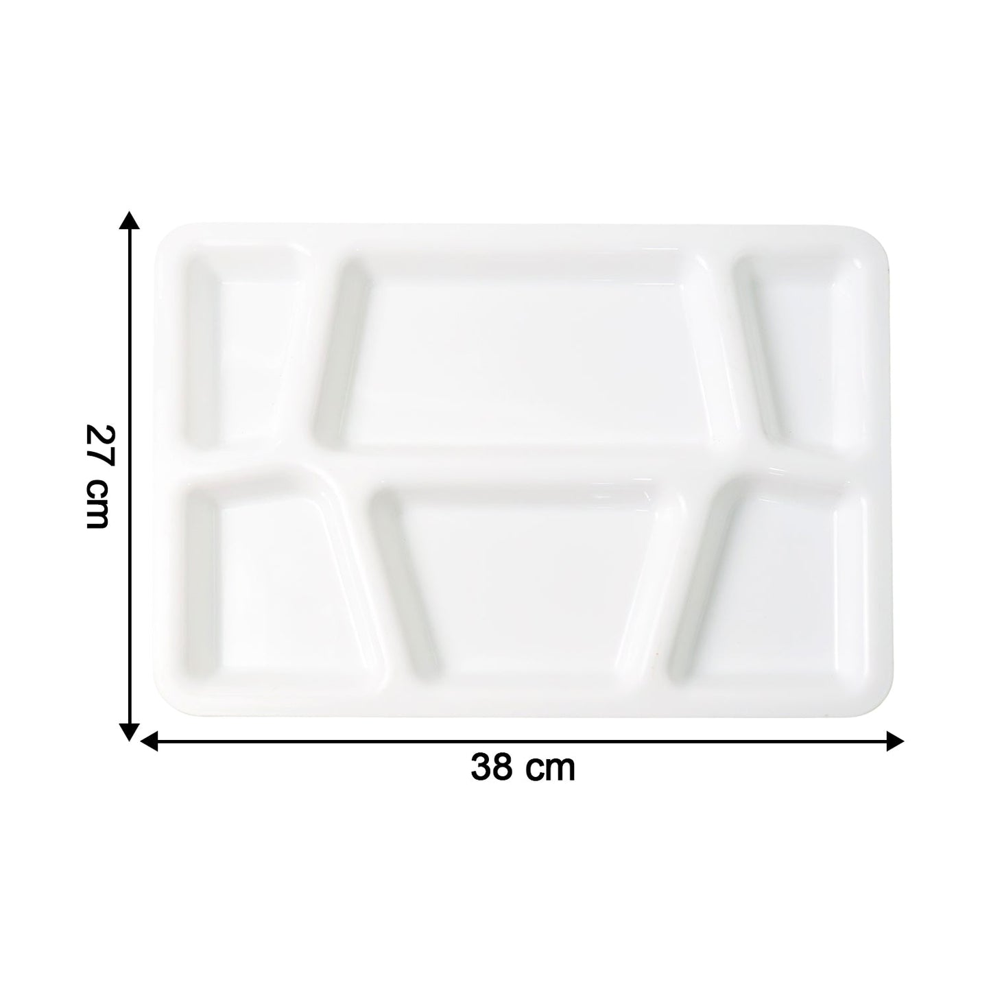 Plastic Multi-Compartment Rectangular Meal Serving Tray / Plate (1 Pc / White)