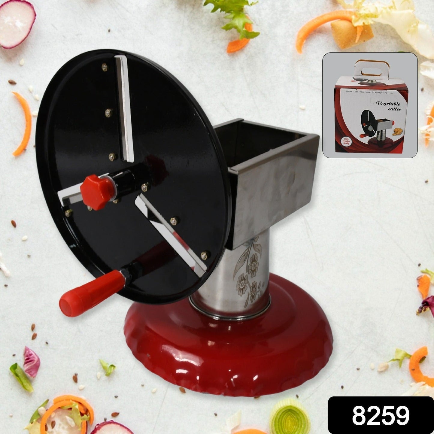 Stainless Steel Chips Maker and Vegetable Slicer for Kitchen Potato Slicer Graters and Chippers. Chips Maker is Suitable for Vegetable Cuttings. Chips Maker Consist Hard Coated Iron Wheel and Stand. Your Brand